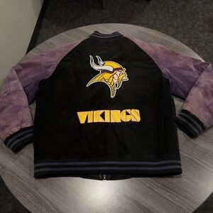 NFL Minnesota Vikings Suede Leather Bomber Jacket